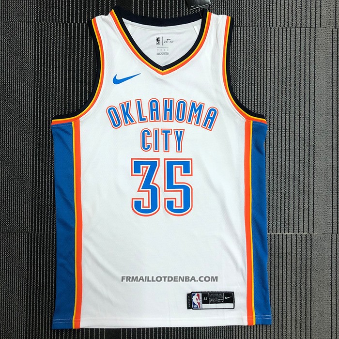 Maillot Oklahoma City Thunder Kevin Durant NO 35 Association Blanc